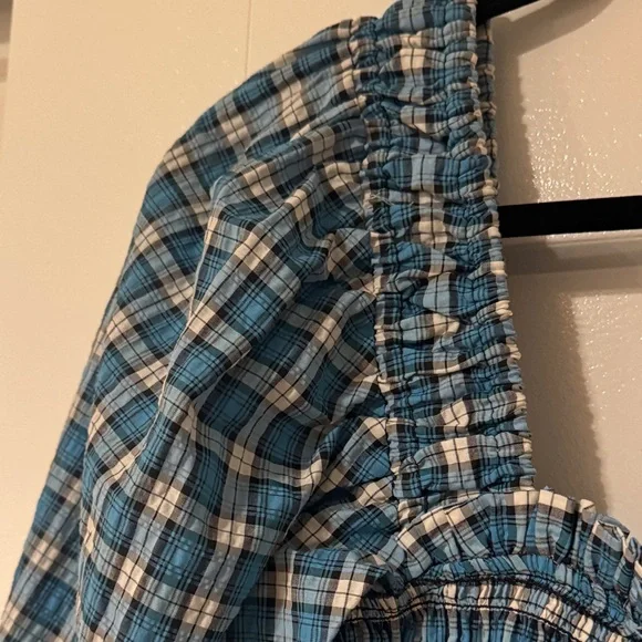 Ganni designer Blue Plaid Women's Dress - Picture 9 of 9